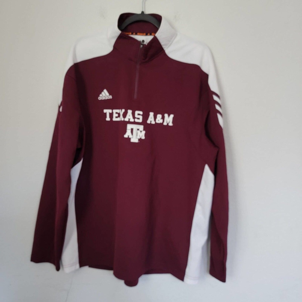 Texas A&M Aggies Mens Maroon Adidas Climalite Quarter Zip Pullover Size XL